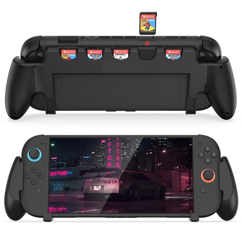 Nargos Ergonomic Console Grip with 5 Game Slots for Nintendo Switch 2 (2025) - Perfect for Handheld Mode, Large Hands, and Comfortable Gaming - Hard Shell, Black (Not Compatible with Switch 1) - Image 1